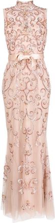 Zuhair Murad high neck embellished gown - women - Silk/Polyamide - 40 - Pink