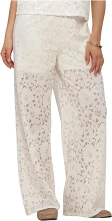 Object Object, Broeken, Dames, Beige, S, Objbianca MW Wide Pant