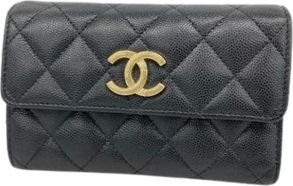 Chanel Pre-owned Wallets, female, Black, Size: ONE SIZE Pre-owned Vintage Leather Wallet