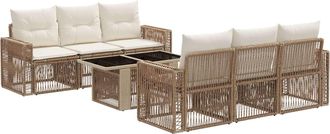 vidaXL Conjunto De Sof&aacute;s De Jard&iacute;n 7 Uds. Beige Y Blanco Crema Vidaxl
