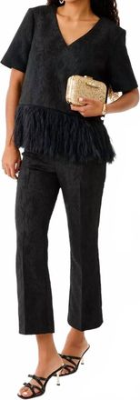 Lilly Pulitzer Jarrae High Rise Crop Flare Pants In Noir Exploded Flower Stretch Jacquard