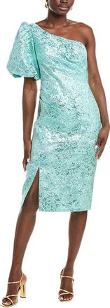 Rene Ruiz One-Shoulder Metallic Jacquard Cocktail Dress