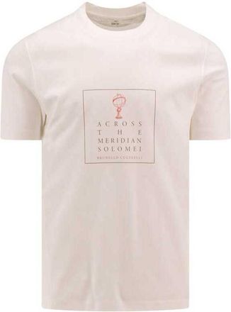 Brunello Cucinelli MenS Off White Crew Neck T-Shirt, Size S