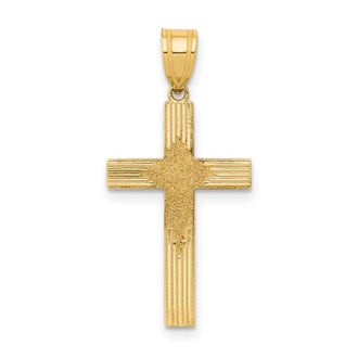 Diamond2Deal 14k Yellow Gold Laser Designed Cross Pendant
