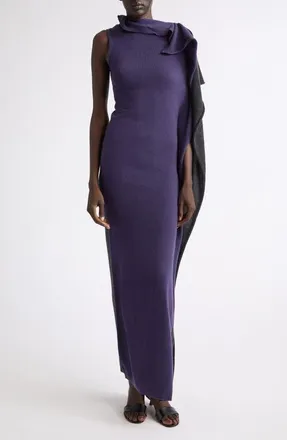 Zankov Magdalena Asymmetric Merino Wool & Cashmere Dress in Purple at Nordstrom, Size Medium