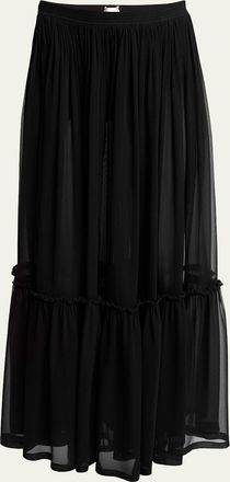 Saint Laurent Tiered Sheer Maxi Skirt