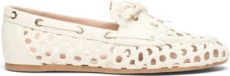 Stuart Weitzman Schoenen, Dames, Beige, 40 EU, Leer, Tinsley Woven Moccasin