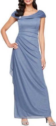 Alex Evenings Embellished L-Neck Gown in Dusty Blue at Nordstrom, Size 10