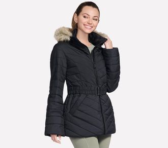 Skechers Winterjacke SKECHERS ON-THE-GO BELTED PARKA, Damen, Gr. XXL, schwarz, Obermaterial: 100% Polyester, Jacken Winterjacke