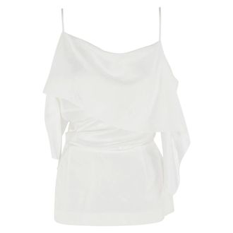 Maison Margiela Sleeveless Tops, female, White, Size: 2XS Ruffled-detail Top
