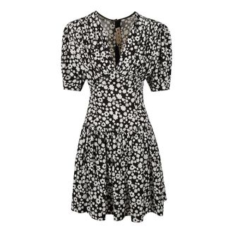 Marni Short Dresses, female, Black, XS, Short Satin Dress with Pop Fields Motif