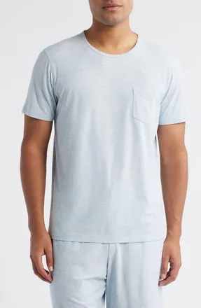Daniel Buchler Ribbed Rayon Blend Pajama Pocket T-Shirt in Sky at Nordstrom, Size Xx-Large