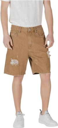 Gianni Lupo Korte Broeken, Heren, Beige, L, Katoen, Gescheurd katoenen ondergoed met zakken