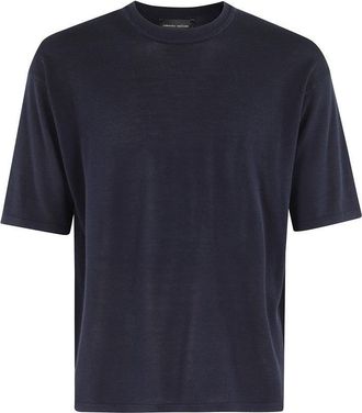 Roberto Collina Oversized Navy Cotton Knit T-Shirt
