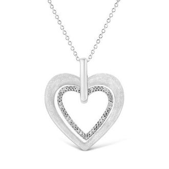 House of Brilliance 925 Sterling Silver Prong-Set Diamond Accent Double Heart Pendant Necklace in White at Nordstrom