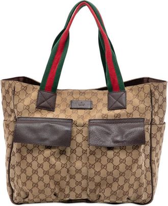 Gucci Pre-owned Gucci GG Canvas Web Double Pockets Tote Ladies F7MF78KETZI3AA8M