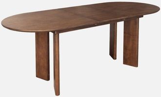 Sweeek Sweeek - Tavolo da pranzo oblungo allungabile in legno di hevea e impiallacciatura di rovere 6-8 posti