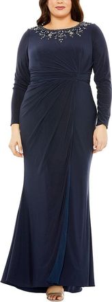 Mac Duggal Plus Embellished Neckline Jersey Gown