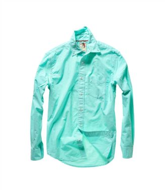 Relwen Mens Yarn-Dyed Poplin Shirt In Mint Green