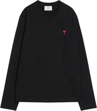Ami T-shirts en polos Zwart - Heren - Longsleeves - Zwart - M - Katoen - Tops