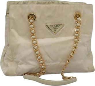Prada Pre-owned Shoulder Bags, female, Beige, Size: ONE SIZE Pre-owned Nylon prada-bags