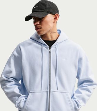 Nike Mens Solo Swoosh Full-Zip Fleece Hoodie in Grey | HV1084-085