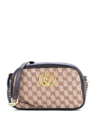 Gucci GG Marmont Shoulder Bag Diagonal Quilted GG Canvas with Leather Small crossbody bag - Nero