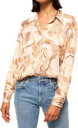 Misa Celine Top In Golden Straw Satin