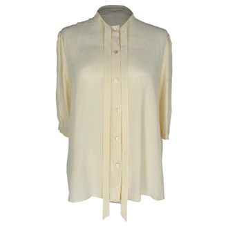 Celine Celine Vintage Blouse met ingebouwde strik in pastelgeel acetaat