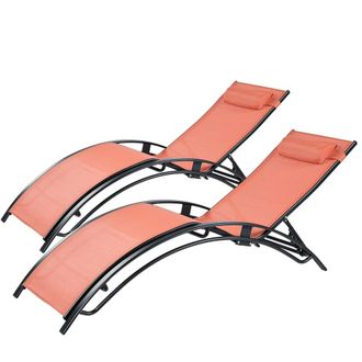 Concept Usine Juego de 2 tumbonas ajustables negras y de terracota