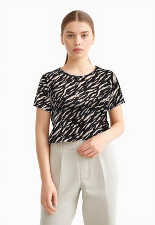 Only Carmakoma Shirtbluse ONLY CARMAKOMA CARVICA SS TOP WVN NOOS, Damen, Gr. 42, brush aop:noos dirifting zebra, Web, Obermaterial: 97% Polyester, 3% Elasthan, bedru