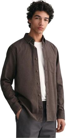 GANT Chevron Flanellen Overhemd - Heren - Casual Overhemden - Bruin - 2XL - Katoen - Overhemden