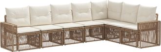 vidaXL Conjunto De Sof&aacute;s De Jard&iacute;n 7 Uds. Beige Y Blanco Crema Vidaxl