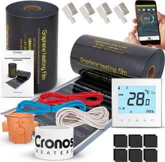 OEM Kit De L&aacute;mina Calefactora Infrarroja De Grafeno Cronos 220w/m2 50cm - 2m2 + Termostato Ac605h-wifi Blanco