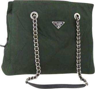 Prada Pre-owned Shoulder Bags, female, Green, Size: ONE SIZE Pre-owned Vintage Nylon Shoulder Bag