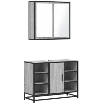 vidaXL Set De Muebles De Ba&ntilde;o 2 Pzas Madera Contrachapada Gris Sonoma Vidaxl