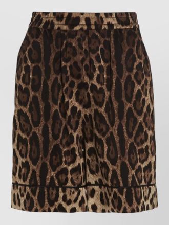 Dolce & Gabbana silk leopard knee-length shorts