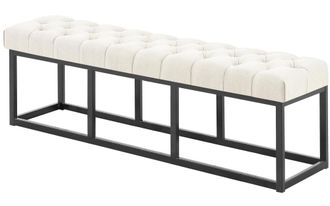 Clp Banco con patas de metal y asiento en Tela Crema