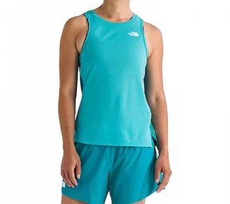 The North Face Summit Series High Trail Run Tank In Galactic Blue/deep Teal