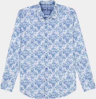 Robert Graham Mens Delancey Damask Stretch Sport Shirt