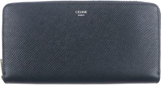 Celine Dark Navy Leather Long Wallet (Bi-Fold) (Pre-Owned)
