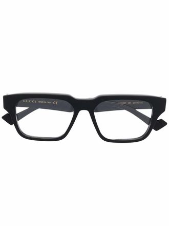 Gucci rectangle-frame clear glasses - unisex - Acetate - 53 - Black