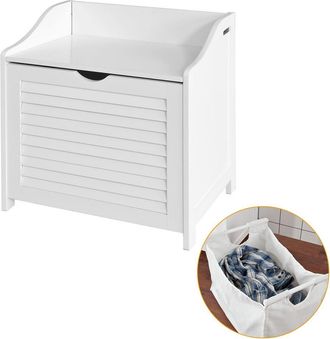 SoBuy Cesto Portabiancheria Con Sacco Per Biancheria, Panca Contenitore, Bianco, Fsr40-w,it - Sobuy
