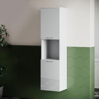 Sonni mobile alto bagno bianco lucido 130cm mobile bagno sospeso legno stretto