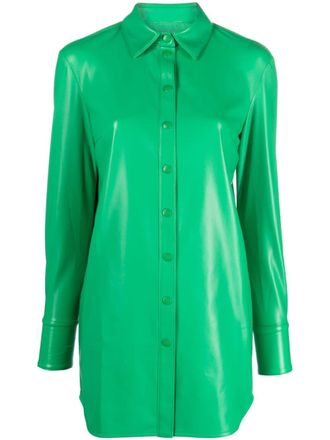 Patrizia Pepe coated long-sleeve shirt - women - Polyurethane/Polyester/Polyester - 38 - Green