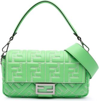 Fendi Pre-owned Fendi Medium Leather Embossed FF Baguette Satchel Ladies 8BR600 ANX4 238 0189