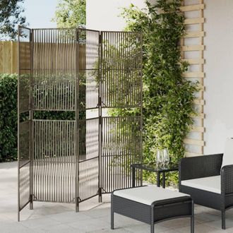 vidaXL Biombo De 4 Paneles Rat&aacute;n Sint&eacute;tico Gris Vidaxl