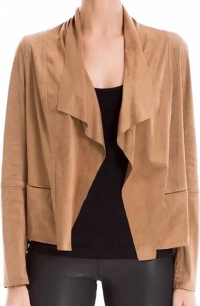 Max Studio Faux Suede Open Front Jacket In Tan