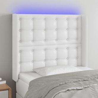 vidaXL Cabecero Con Led Cuero Sint&eacute;tico Blanco 83x16x118/128 Cm Vidaxl