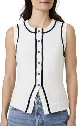 French Connection Contrast Piped Sweater Vest in Cream Body/Navy Piping at Nordstrom Rack, Size X-Large